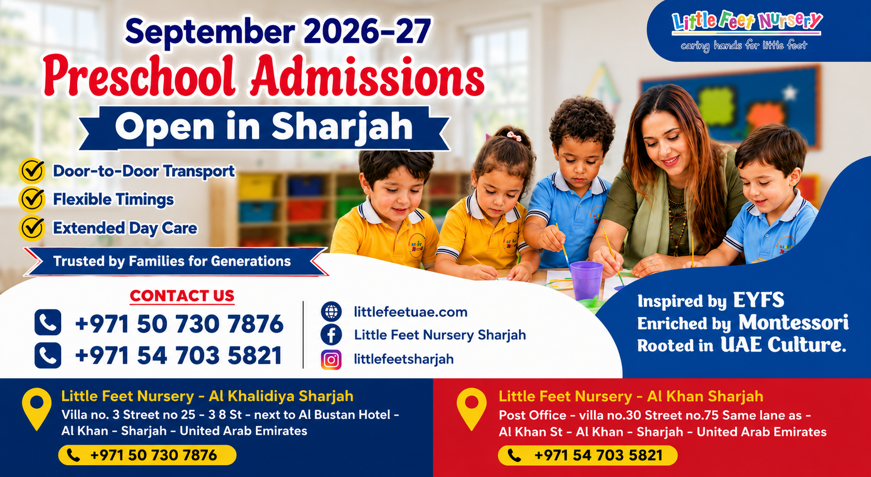 preschool admissions Sharjah September 2026-27