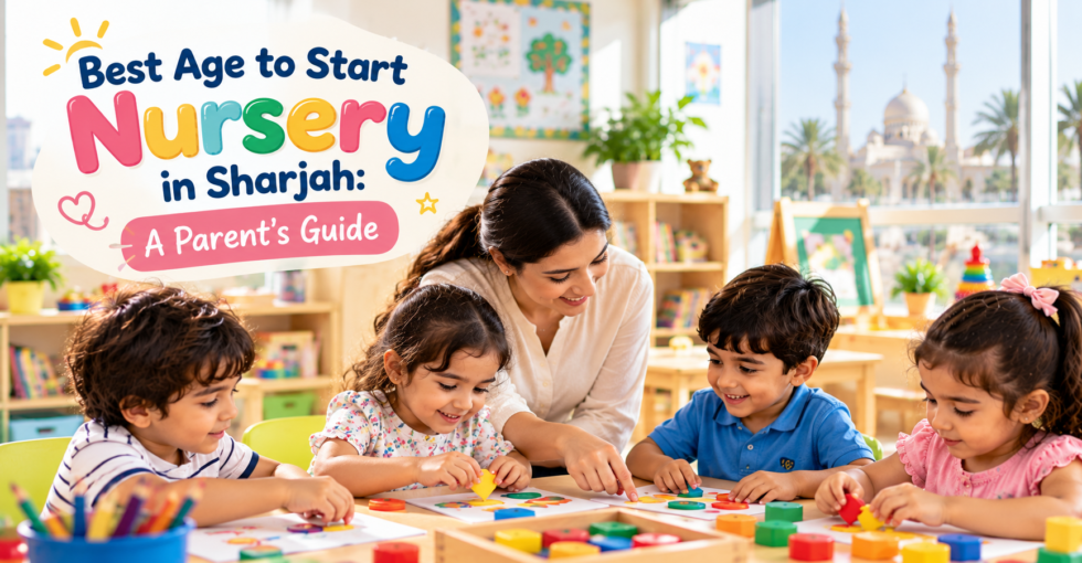 Toddler playing at a nursery classroom in Sharjah — best age to start nursery guide